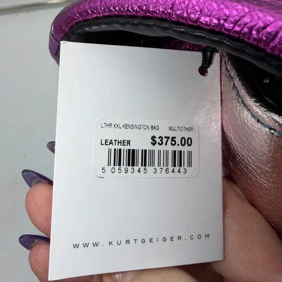 Kurt Geiger London XXL Kensington Bag Rainbow Metallic Leather Eagle Head NEW - Picture 6 of 14
